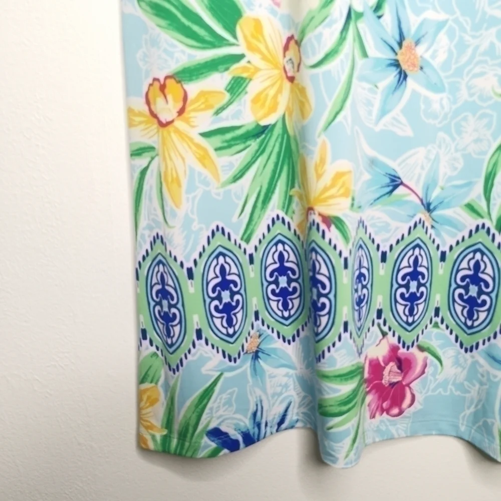 NWT Cappagallo Women’s Medium Erika Ice Blue Floral Dress Tropical Lightweight - Picture 5 of 14